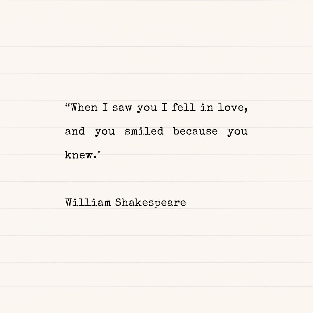 🌟 Love at first sight 🌟
"When I saw you, I fell in love, and you smiled because you knew." - William Shakespeare 💕

There's something so timeless about love's ability to connect two souls effortlessly. Have you ever had a moment where someone’s presence felt like poetry in motion? Share your love story or a favorite quote in the comments! 💬

📸: Made in Canva
#LoveQuotes #Shakespeare #TimelessRomance #SoulConnection #LoveAtFirstSight #RomanticVibes